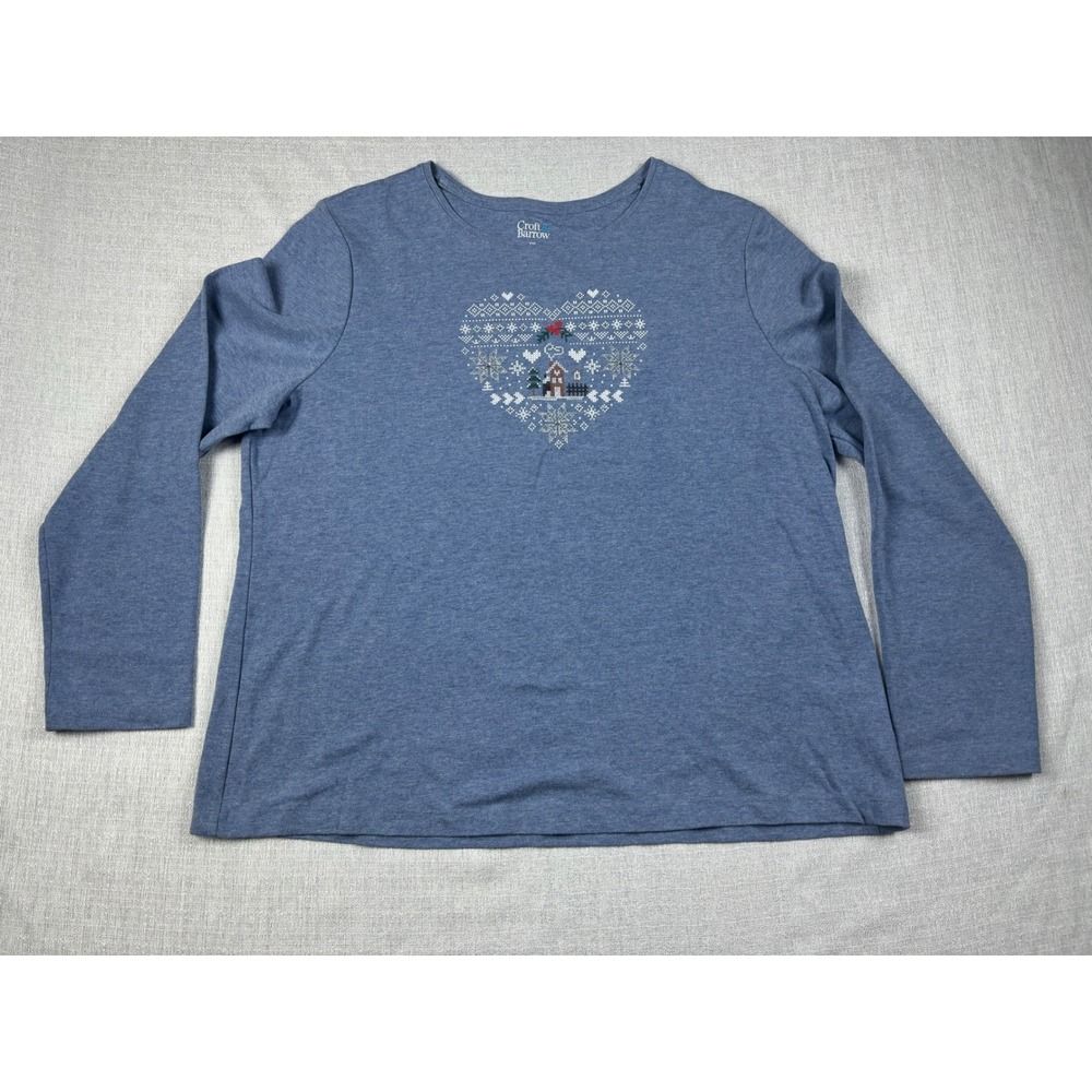 Croft & Barrow Women's Fair Isle Heart‎ Snowflake Top X